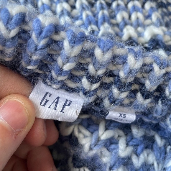 Gap Women's XS Crewneck Multicolor Blue White Sweater Pullover Wool Oversized - Picture 3 of 16